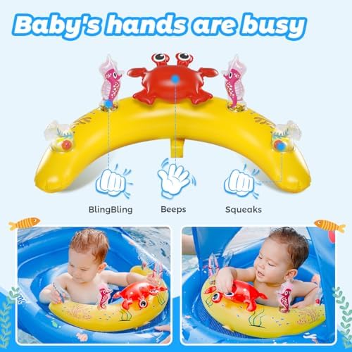LAYCOL Baby Pool Float with UPF50+ Sun Protection Canopy & Toy Play Console,Infant Baby Float for Pool,Adjustable Safety Seat,Toddler Float for 6-24 Months - 3