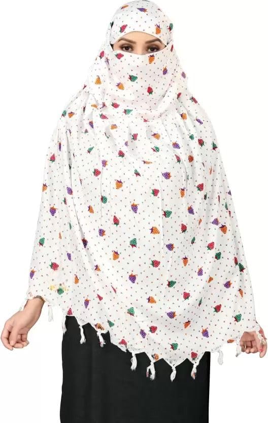 Image of SIXSIGMA Cotton Long Scarf Cum Mask scarves Usable for vehicle Driver | White Printed Design | Universal Size | For Girl & Women | Breathable Sun Protection Light Weight