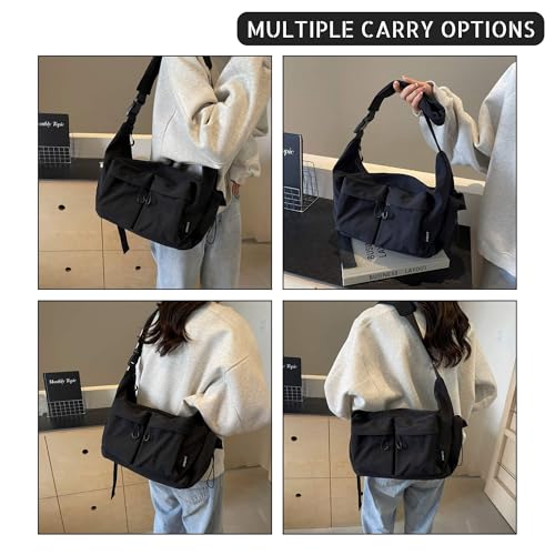 Stylish Canvas Crossbody Crescent Bag for Women, Medium Lightweight Hobo Bag4