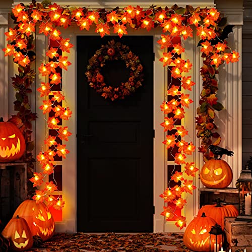 3 Pack Fall Lights Decor Fall Decorations For Home, Enlarged Maple Leaf Fall Garland, 30 Ft 60 Led Waterproof Battery Operated Lights Fall Decorations Indoor Thanksgiving Halloween Decor Outdoor #TOP5