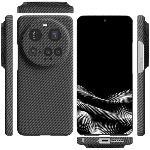 qichenlu Kugelsicher Aramidfaser Aramid Hülle für Xiaomi 15 Ultra,Extrem Stoßfest Ultraslim Backcover Case Hartschale mit Kamera Schutz - 600D Schwarz