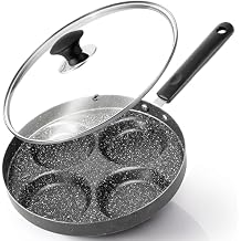 Modern Innovations 4-Cup Nonstick Egg Frying Pan with Lid, Fried Egg Pan, Omelette Pan, Mini Pancake Pan for Stove Top Gas & Electric, Small Egg Skillet, Breakfast Sandwich Maker