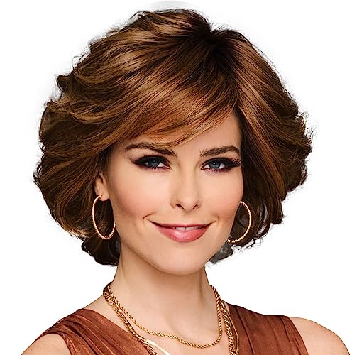 GABOR Gimme Drama Chin-Length Pageboy Long Layered Bob Wig by Hairuwear, Average Cap, GF8-29SS Hazelnut
