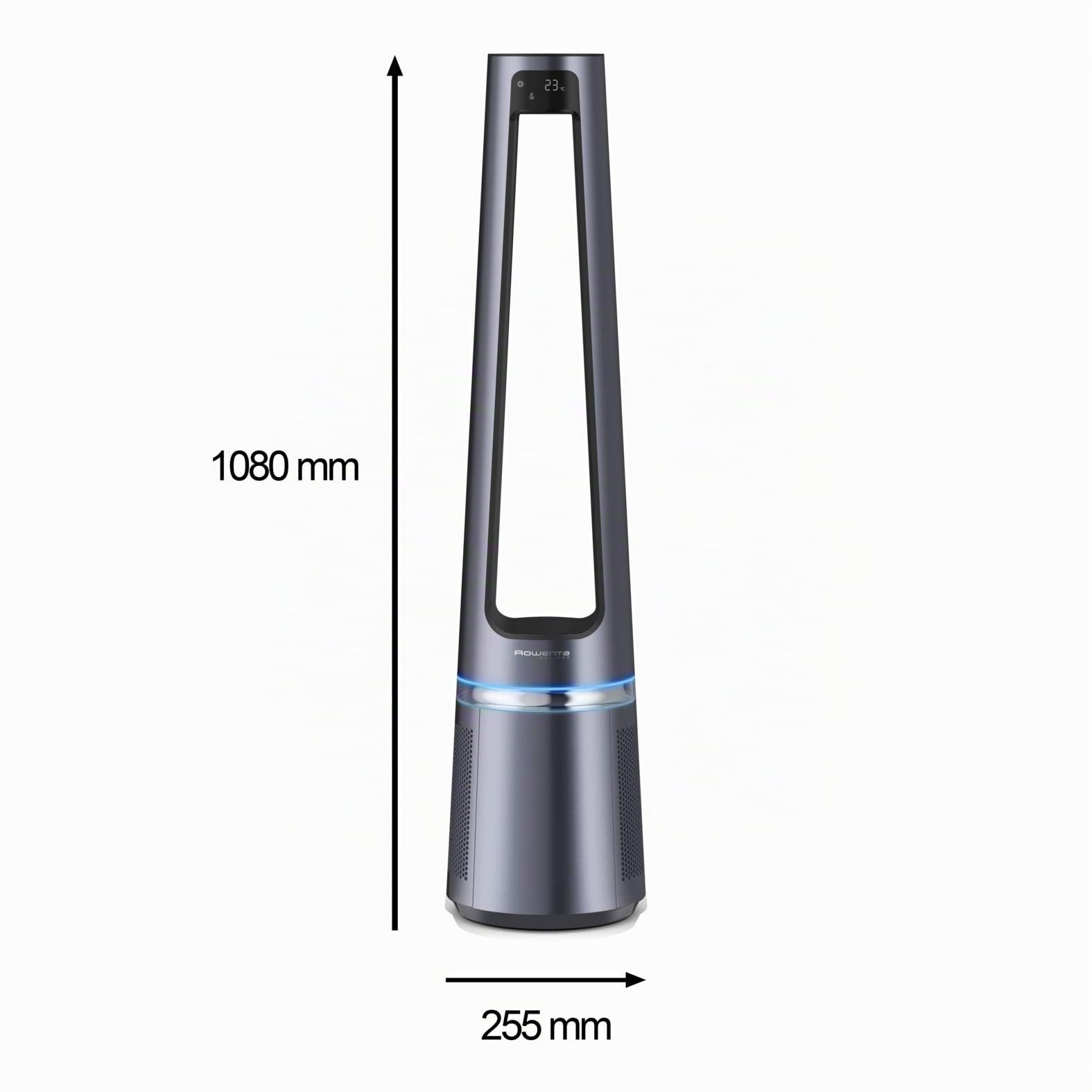 Rowenta 2 en 1 Purificador de Aire y Ventilador, 12 Velocidades, Oscilación, Filtra Partículas Finas hasta el 99,95%, Silencioso, Mando a Distancia, Plata, Eclipse, QU5030