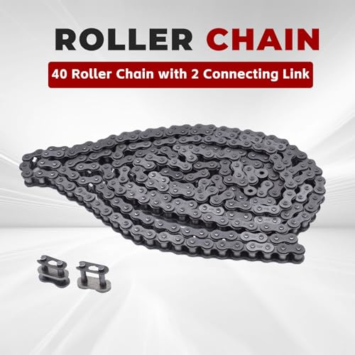 Image of findmall 40 Roller Chain 10 Feet with 2 Connecting Links Fit for Go Kart and Mini Bike (Pack of 2)