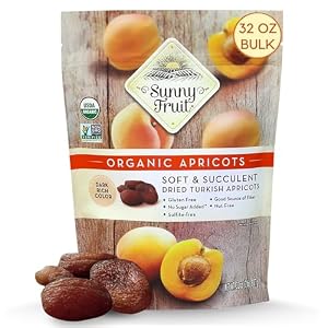 Sunny Fruit Soft Organic Turkish Dried Apricots, 2 Pound Bulk Bag | No Preservatives, No Sugar Added, No Sulfides | Healthy, Naturally Sweet Snack | ORGANIC, NON-GMO, VEGAN, HALAL, KOSHER