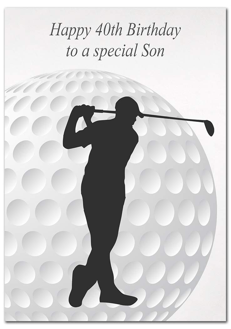 Extra Large Son 40th Birthday Card - XL Big thick A4 size - Cool Golf Sports Golfing Golfer Art - Special Age Year Traditional Greeting - Huge Happy Wishes Him Men Male - UK Eco-Friendly — image 1