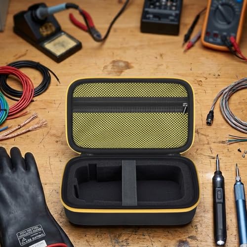 Image of Case Compatible for Fluke 17B+ /15B+ / 17B / 15B / /177 /179 / 113 /114 / 115 /116 / 117 /87V / 88V / 101 Digital Multimeter, Protective Travel Storage Bag with Detachable DIY Foam (Box Only) (Black+Yellow Pocket)