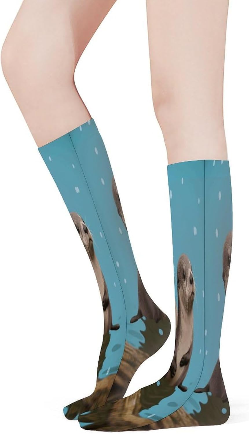Cute Otters Women High Waist Fishnet Stockings Stretch Mesh Pantyhose Sexy Trendy Legwear for Daily Wear