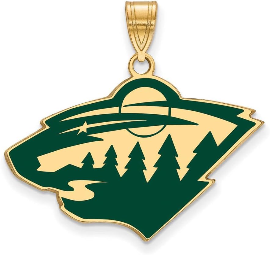 Minnesota Wild Large (3/4 Inch) Enamel Pendant (Gold Plated)
