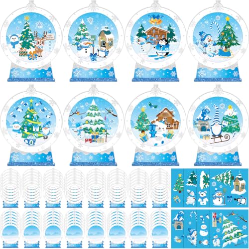 Frienda 48 Sets Christmas Snow Globe Crafts Paper Make Your Own Sticker