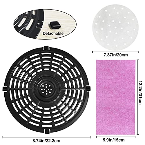 Air Fryer Rack & Replacement Grill Pan, Zealfoxe Non-Stick Fry Pan Crisper Plate Suit For Gowise, Powerxl, Gourmia, Dash, Emeril Lagasse 5Qt Air Fryer, Dishwasher Safe Home Kitchen Tool #TOP2