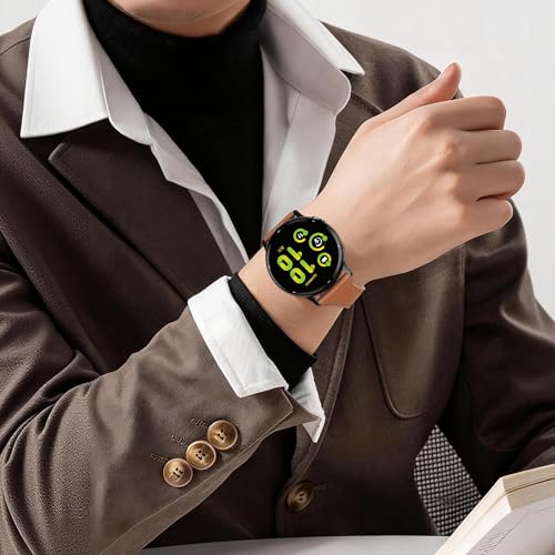 Laband Bracelet de montre de 20 mm compatible avec Garmin Vivoactive 5/Vivoactive 6/3/3 Music, souple et fin, en cuir véritable, pour Venu/Venu Sq/Venu 2 Plus/Forerunner 55/165/245/645/570 42 mm pour – vue 6