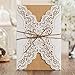 WISHMADE 50PCS White Rustic Wedding Invitations Kit with Laser Cut Hollow Lace Invitations for Wedding, Bridal Shower, Baby Shower, Baptism, Graduation & More