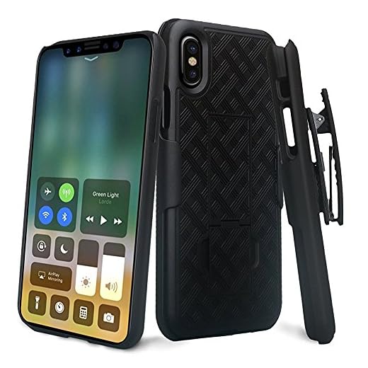 BELTRON Case with Belt Clip Holster for iPhone X / iPhone XS, Slim Protective Belt Clip Slider Case (Shell/Holster Combo) with Built-in Kickstand