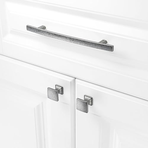 Miniatura 10 de KOOFIZO Paquete de 20 tiradores de barra curvada sólida para gabinete, manija de arco de muebles de bronce aceitado, orificio central para tornillo