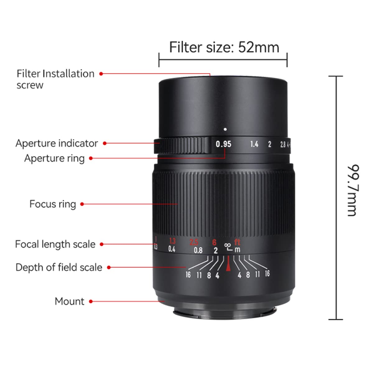 7artisans 25mm F0.95 APS-C Documentario Fotografia Grande Apertura Mirrorless Camera Prime Lens per Canon M1 M2 M3 M5 M6 M10 M50 M100