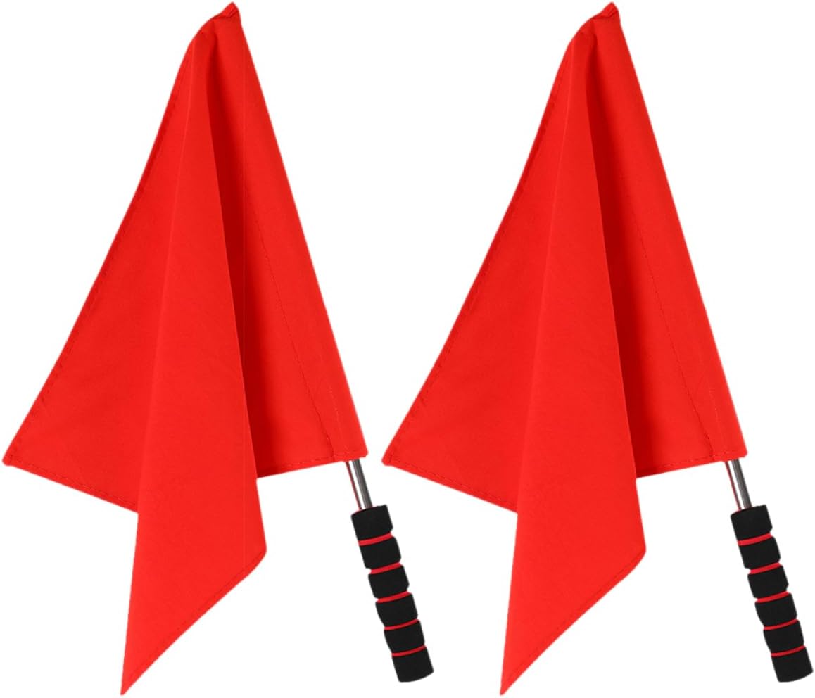 NOLITOY 2pcs Referee Flags with Sponge Handle Stainless Steel Pole Hand Waving Flags for Soccer Football Volleyball Official Field Signal for Sports Officials