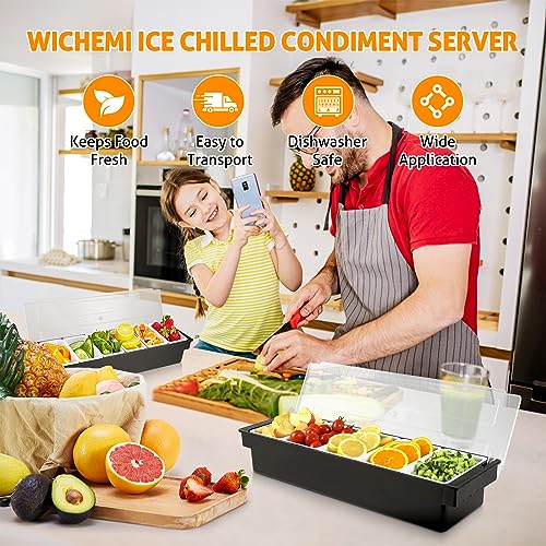 image for WICHEMI Fruit, Veggie & Condiment Caddy with Lid Dispenser Tray Plasti