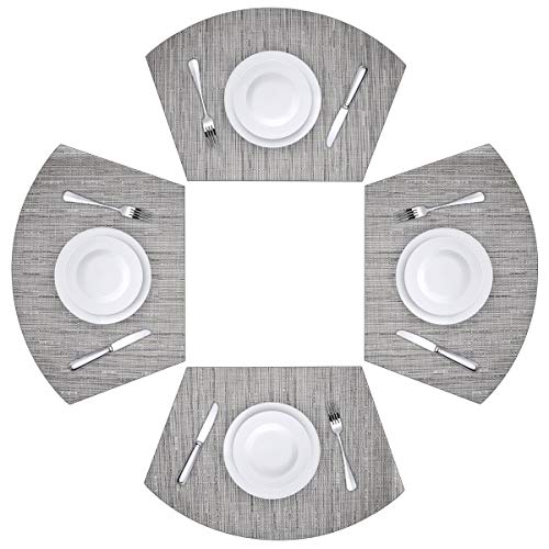 Viomir Round Table Placemats Set of 4 Wedge Placemats Heat Resistant Table Mats Wipe Clean 4 Silver Gray