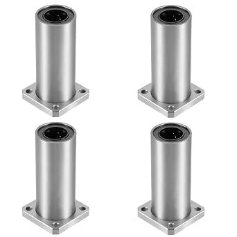 Linear Ball Bearings, LMK20LUU 20mm Square Flange Linear Motion Bushing Double Side Rubber Sealed for 20mm Linear Shaft CNC Machine 3D Printer 4 Pack