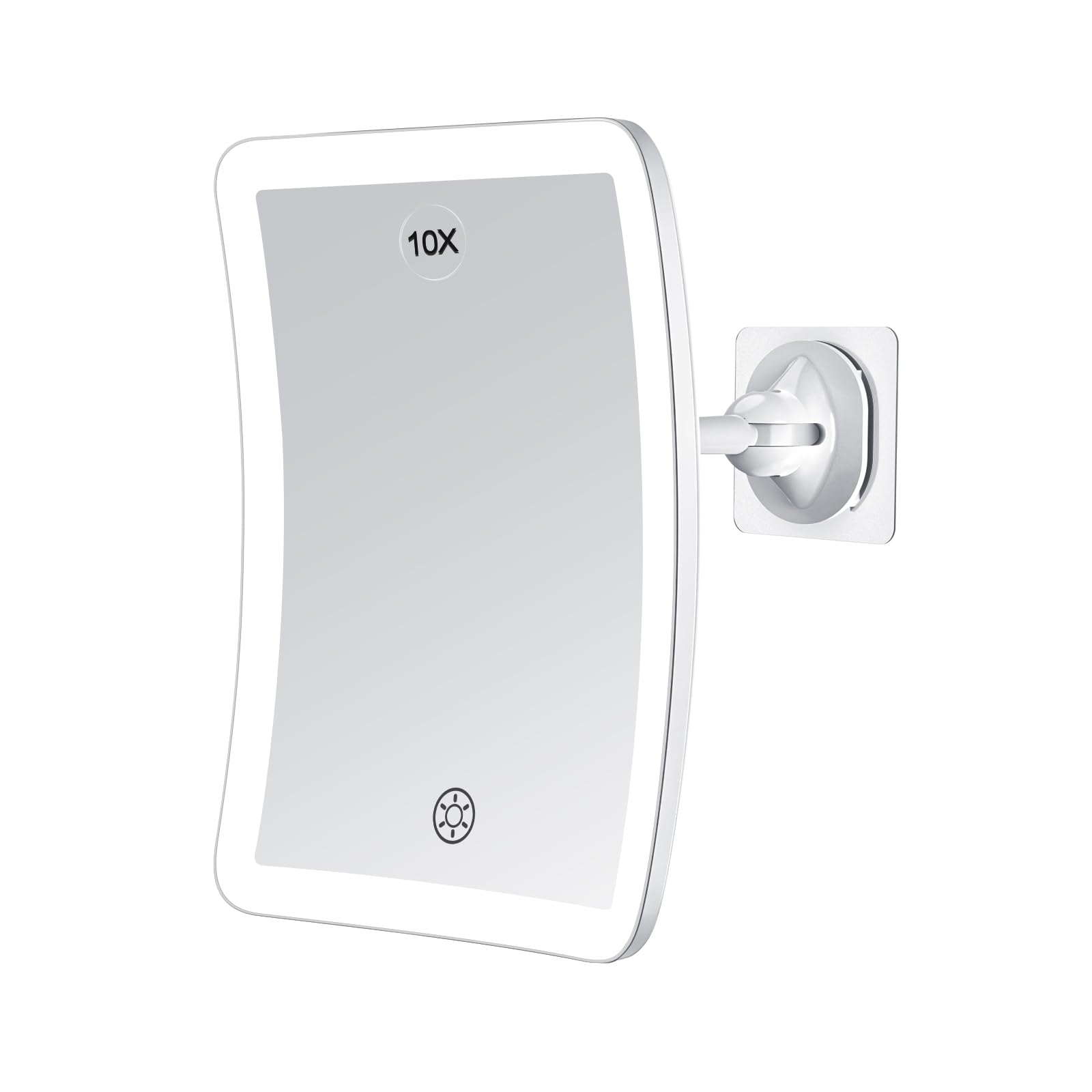 FASCINATE Espejo Maquillaje con Luz LED Aumento 10X Afeitado Espejo, Espejo de Baño, Espejo de Aumento de Pared, Espejo de Vanidad Rotación 360°, Carga con Batería