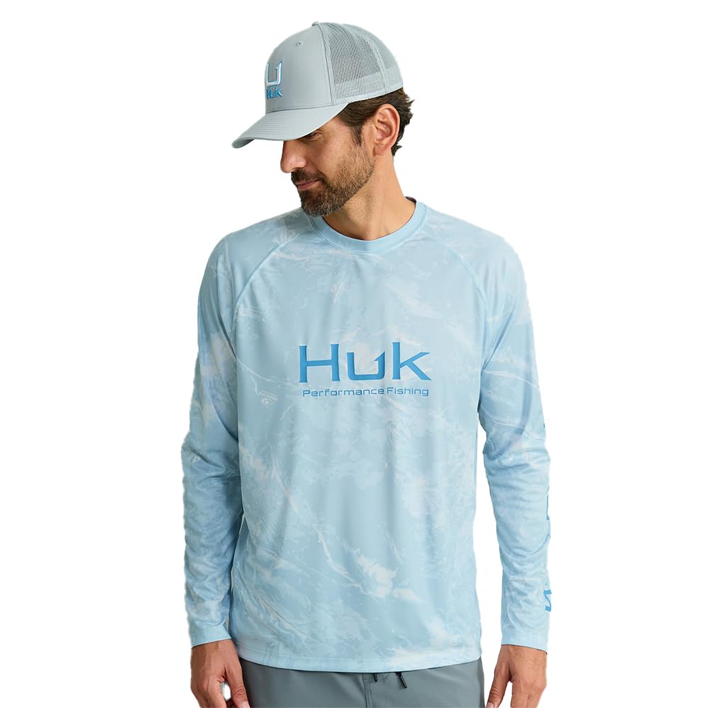 HUKMen's Pursuit Pattern Crew Sleeve, Performance Shirt