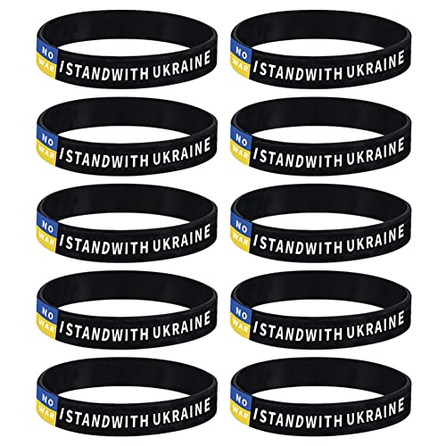 ZKXXJ I Stand with Ukraine Bracelet,Support Ukraine Political Ukrainian Patriot Wristband Sport Rubber Ukrainian National Flags Black Silicone Bracelet Ukraine Jewelry Gift for Unisex3