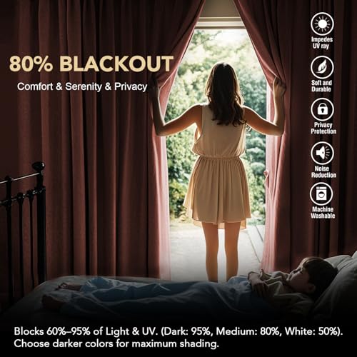 Image of H.VERSAILTEX Blackout Curtains Thermal Insulated Window Treatment Panels Room Darkening Blackout Drapes for Living Room Back Tab /Rod Pocket Bedroom Draperies (2 Panels, Orange, 42 x 84 Inch)
