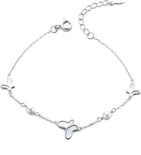 for Women 925 with Butterfly, Zircon,Gifts for Her Women Girls Best Friend Birthday-Chain 17+3cm