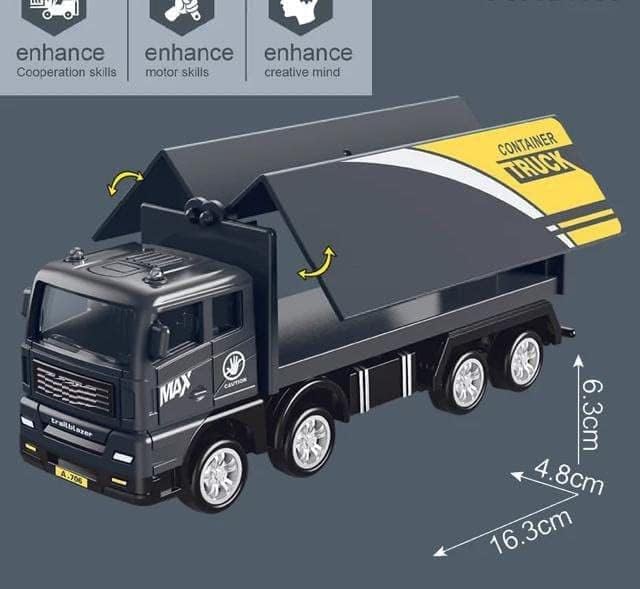 Image of Transport Car Carrier Container Trucks, Friction Truck playset Toy | Recovery Tanker Truck Model Set Pull Back Wear Resistant Simulation Realistic[Pack of 4]