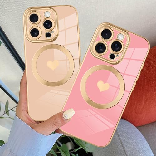 tharlet Magnetic for iPhone 16 Pro Max Case Cute Love Heart Luxury Plating by tharlet - Used condition - Image 3