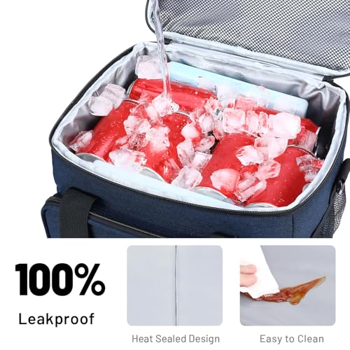 MIER Mens Lunchbox for Work Insulated 24 Cans/15L Large Lunch Bags Leakproof Adult Women Lunch Box Coolers for Travel Beach Picnic Office, Navy Blue by MIER - Image 2