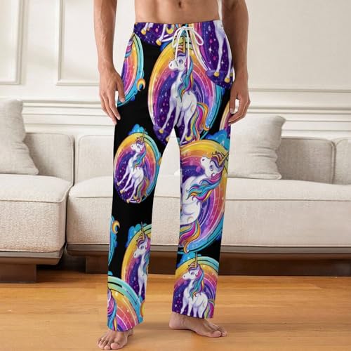 Uni-corn-horse Mens Pajama Pants Print Lounge Pant PJ Bottoms Sleepwear Loungewear2