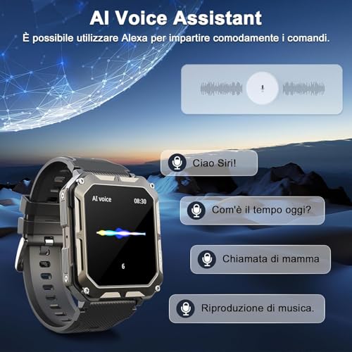 Blackview Smartwatch,Chiamate e Assistente Vocale,1.83" Orologio Smartwatch Uomo,123 Modalità Sport Fitness Contapassi Cardiofrequenzimetro Pressione Sanguigna SpO2, Monitoraggio del Sonno - 4