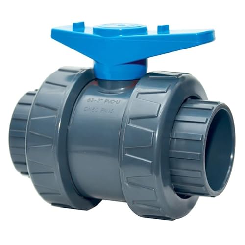 Lot de 5 Vannes Modèle 2020 INTERPLAST à coller 50mm 11/2 double union démontable PVC Pression PN16 Vanne à boisseau 50 mm