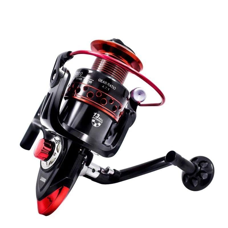 LK5000 Spinning Fishing Reel 5.2:1 Gear Ratio, 13+1 Ball Bearings, Metal Spool, High Power Drag System, Anti-Reverse, Saltwater & Freshwater Fishing Reel for Carp, Catfish & Surf Casting-image-10