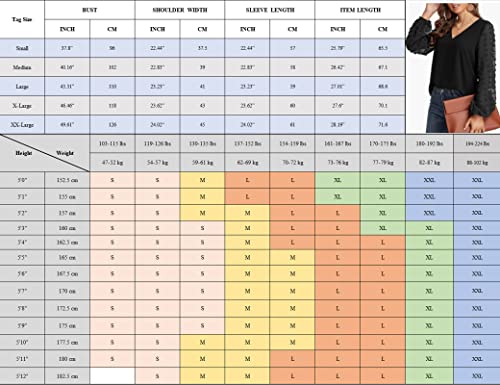 Goory Swiss Dot Tops For Women Lantern Sleeve V Neck Chiffon Blouses Casual Work Shirts, Black L #TOP2