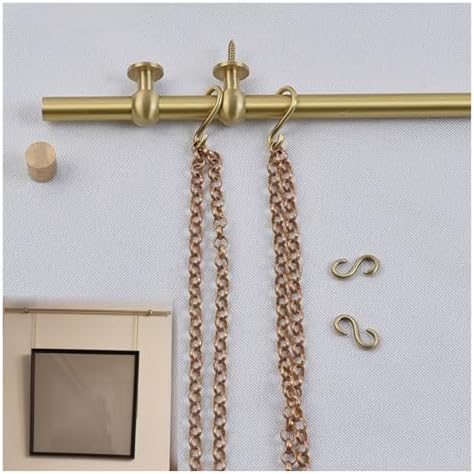 Antique Brass Photo Hanging Kit - 80cm Metal Display Rails with Chain & Hooks for Art Galleries, Museums & Stylish Home Decor - Ideal for Pictures & Artwork