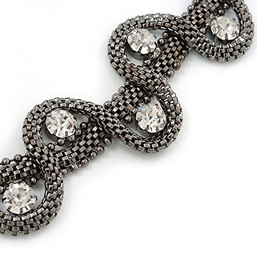 Juego de collar de malla con cristales y pendientes de bronce de 40 cm 6