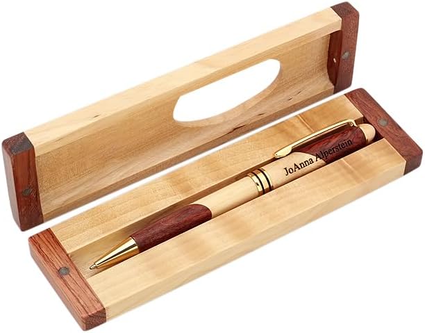 Executive Gift Shoppe | Personalized Custom Wood Pen Set with Maple and Rosewood Finish Box