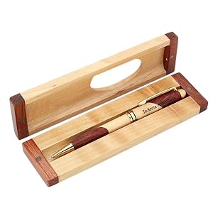 Executive Gift Shoppe | Personalized Custom Wood Pen Set with Maple and Rosewood Finish Box