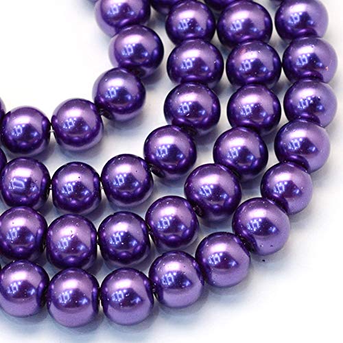 KISSITTY 105pcs Purple Satin Glass Round Beads 8mm