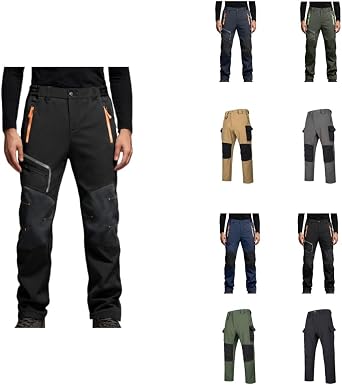 Mens Snow Pants Waterproof Insulated Soft Shell Winter Warm Fleece Lined Pants Outdoor Sweatpant Skiing Hiking Trouser