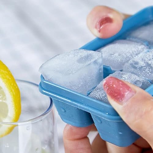 Vista 4 de Ice Cube Trays for Freezer 3 Pack - Mini Ice Cube Trays with Lid & Easy-Release Silicone Bottom, Stackable Small Ice Cube Molds for Mini