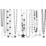 JATEBI 12 PCS Y2K Gothic Necklace Set - Star Pendant, Beaded Silver Chain, Grunge Emo Jewelry for Women, Vintage Punk Alternative Y2K Accessories