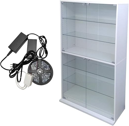 Amazon Co Jp 地球家具 コレクションラック Dio ディオ ワイド ハイタイプ 本体 鍵付 Rgb対応led付き New コレクションケース ガラスケース ディスプレイラック 幅90cm 奥行38cm 高さ160cm 深型 ホワイト ホーム キッチン