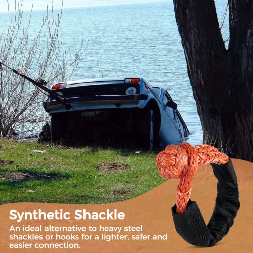 Homaisson Synthetic Shackle, 2 Pcs 1/2 X 22In Soft Shackles Recovery Kit For Kinetic Rope Tow Strap, 55000Lbs Breaking Strength, Quick-Release Winch Rope Tow Shackle Recovery Gear For Trucks Boats #TOP6