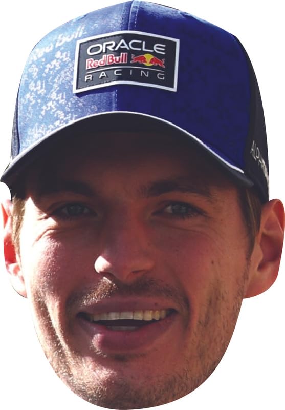 FoxyPrinting Max Verstappen Cap 2 Facemask – F1 Motorsport Celebrity Face Mask – Formula 1 Racing Driver Funny Mask for Stag Do, Hen Night, Fancy Dress & Costume Parties – Adult Mask for Racing Fans