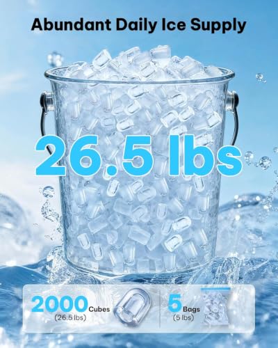 Image of Silonn Ice Maker Countertop, 8 Cubes in 6 Mins, 26.5lbs /24H, Self-Cleaning